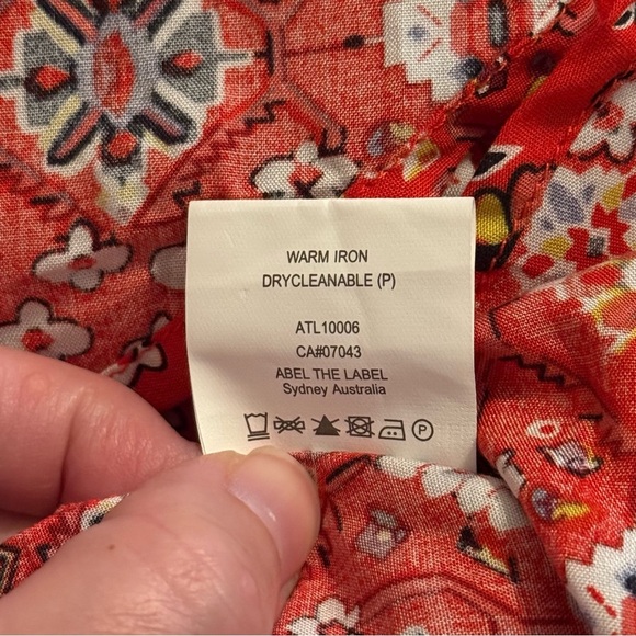 Abel The Label Lola Women Size L Midi Dress Button Front Ruffle Hi Lo Hem Cutout - Picture 8 of 11